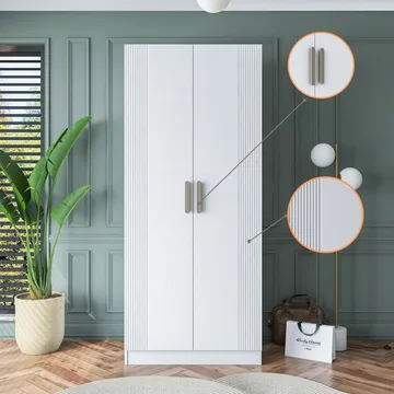 Sarnor Garderob 90x210x57,5 cm - Vit - Förvaring - Klädförvaring - Garderob & garderobssystem - Klädskåp & fristående garderob