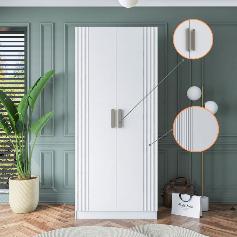 Sarnor Garderob 90x210x57,5 cm - Vit - Förvaring - Klädförvaring - Garderob & garderobssystem - Klädskåp & fristående garderob