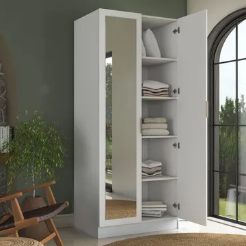 Sarnor Garderob 90x210x57,5 cm - Vit - Förvaring - Klädförvaring - Garderob & garderobssystem - Klädskåp & fristående garderob