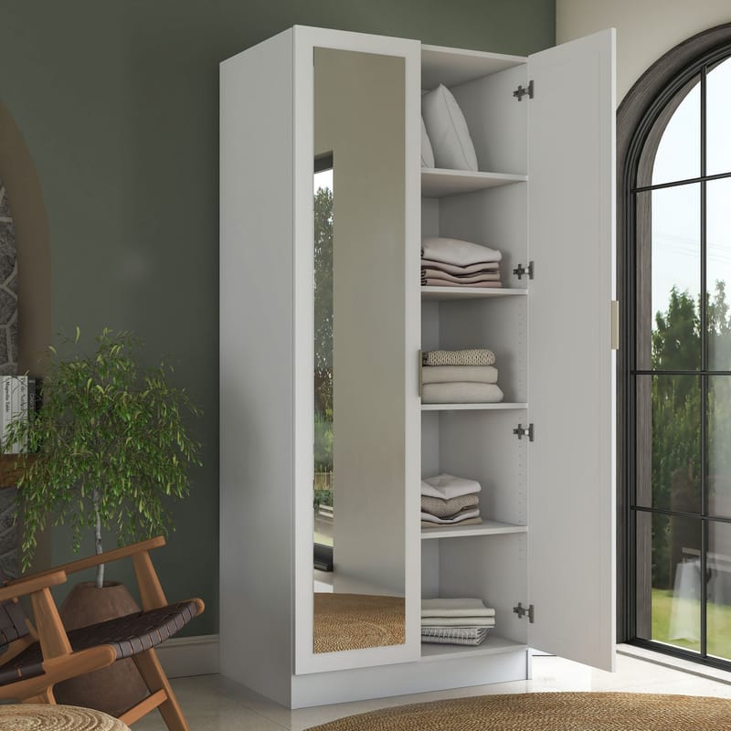 Sarnor Garderob 90x210x57,5 cm - Vit - Förvaring - Klädförvaring - Garderob & garderobssystem - Klädskåp & fristående garderob