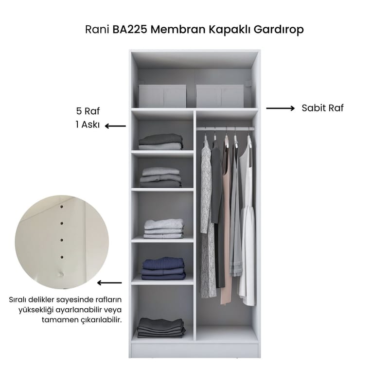 Sarnor Garderob 90x210x57,5 cm - Vit - Förvaring - Klädförvaring - Garderob & garderobssystem - Klädskåp & fristående garderob