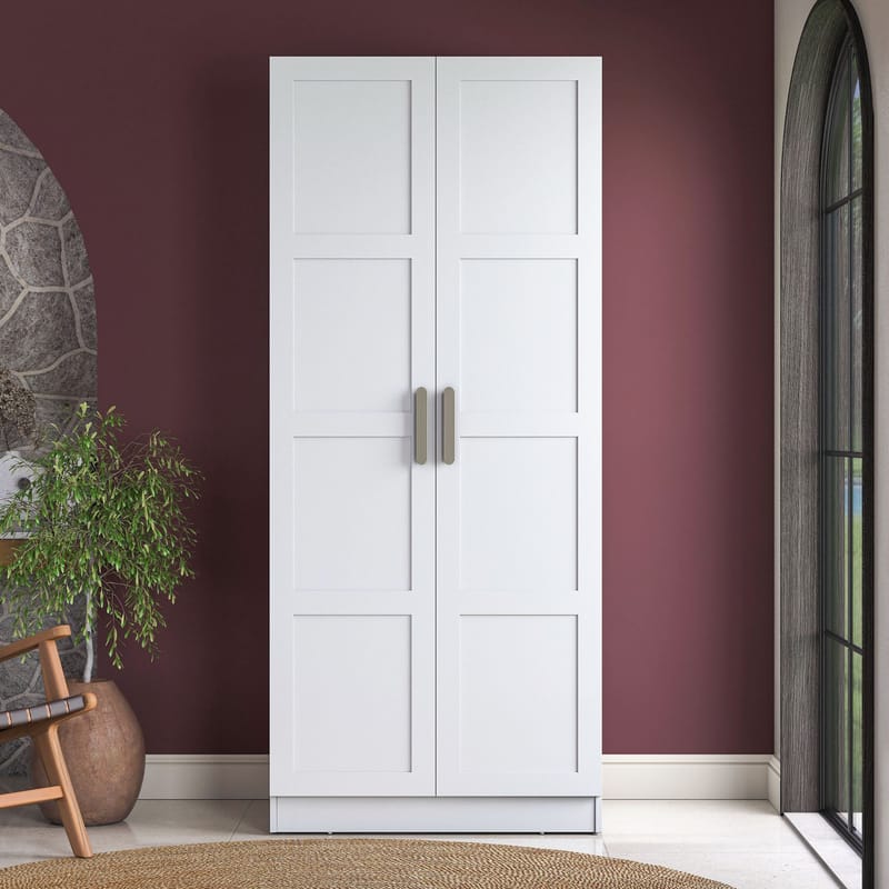 Sarnor Garderob 90x210x57,5 cm - Vit - Förvaring - Klädförvaring - Garderob & garderobssystem - Klädskåp & fristående garderob