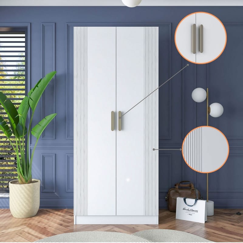 Sarnor Garderob 90x210x57,5 cm - Vit - Förvaring - Klädförvaring - Garderob & garderobssystem - Klädskåp & fristående garderob