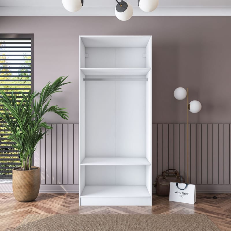 Sarnor Garderob 90x210x57,5 cm - Vit - Förvaring - Klädförvaring - Garderob & garderobssystem - Klädskåp & fristående garderob