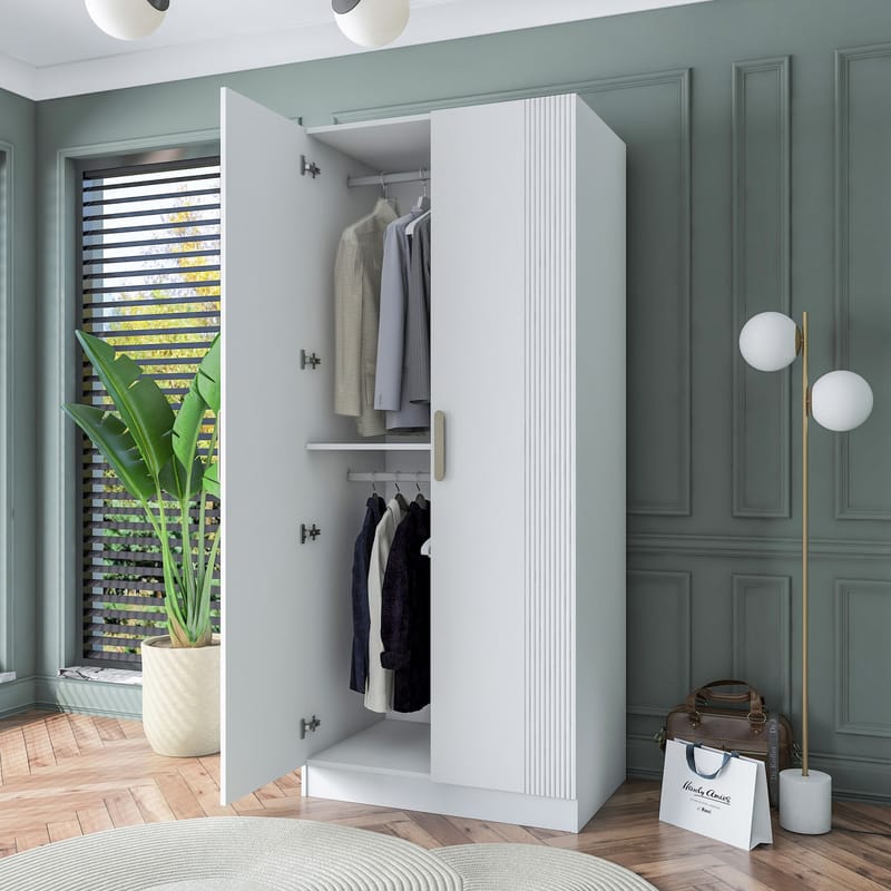 Sarnor Garderob 90x210x57,5 cm - Vit - Förvaring - Klädförvaring - Garderob & garderobssystem - Klädskåp & fristående garderob