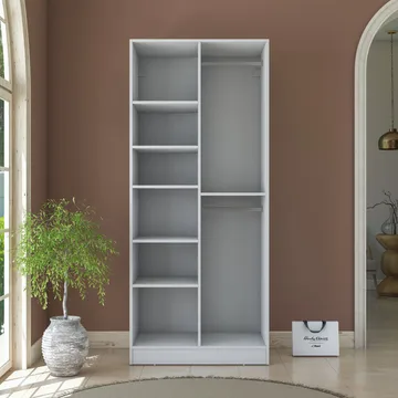 Sarnor Garderob 90x210x57,5 cm - Vit - Förvaring - Klädförvaring - Garderob & garderobssystem - Klädskåp & fristående garderob