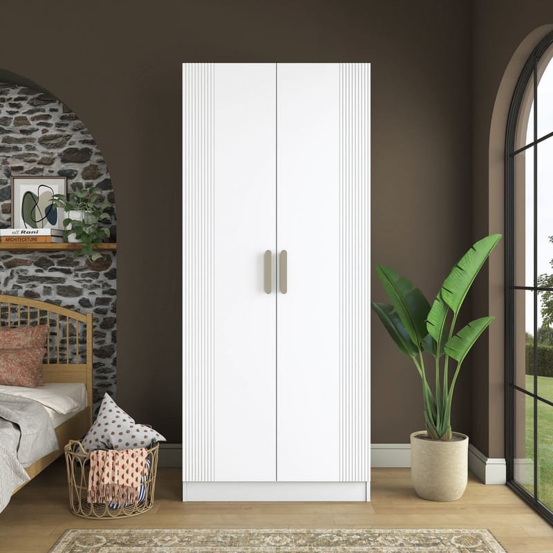 Sarnor Garderob 90x210x57,5 cm - Vit - Förvaring - Klädförvaring - Garderob & garderobssystem - Klädskåp & fristående garderob