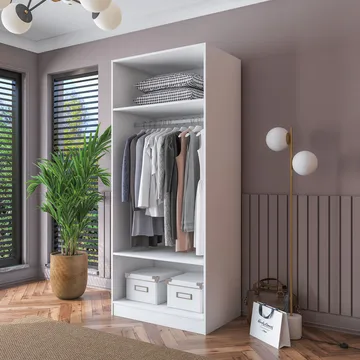 Sarnor Garderob 90x210x57,5 cm - Vit - Förvaring - Klädförvaring - Garderob & garderobssystem - Klädskåp & fristående garderob