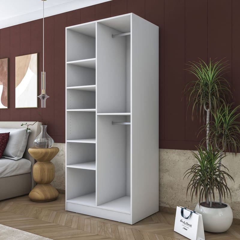 Sarnor Garderob 90x210x57,5 cm - Vit - Förvaring - Klädförvaring - Garderob & garderobssystem - Klädskåp & fristående garderob