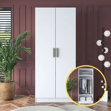 Sarnor Garderob 90x210x57,5 cm - Vit - Förvaring - Klädförvaring - Garderob & garderobssystem - Klädskåp & fristående garderob