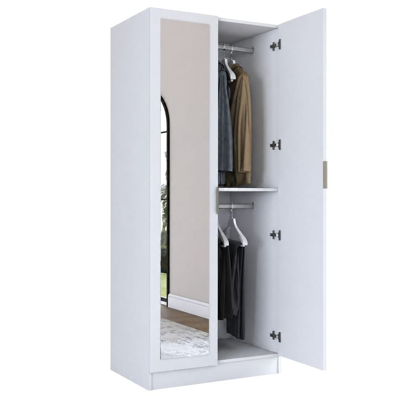 Sarnor Garderob 90x210x57,5 cm - Vit - Förvaring - Klädförvaring - Garderob & garderobssystem - Klädskåp & fristående garderob