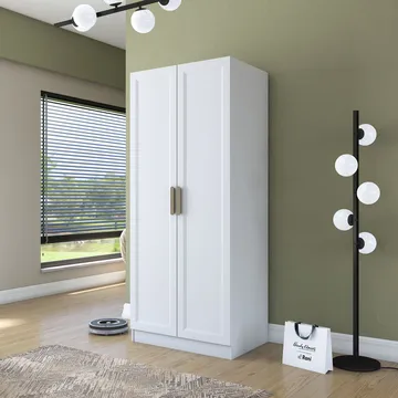 Sarnor Garderob 90x210x57,5 cm - Vit - Förvaring - Klädförvaring - Garderob & garderobssystem - Klädskåp & fristående garderob