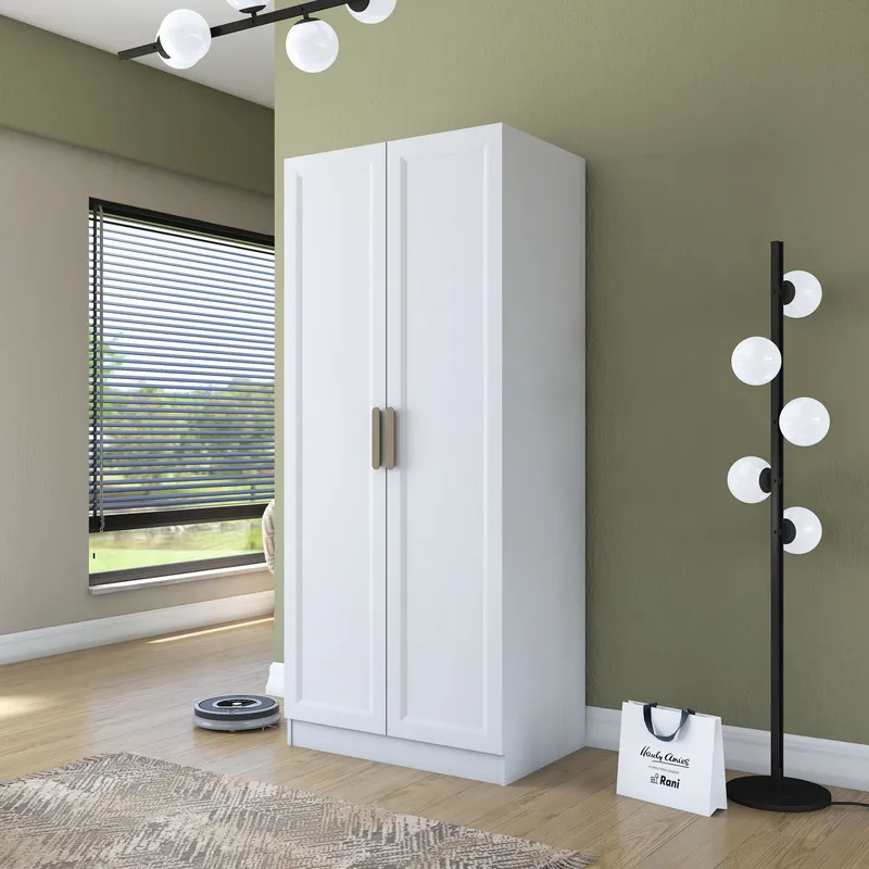 Sarnor Garderob 90x210x57,5 cm - Vit - Förvaring - Klädförvaring - Garderob & garderobssystem - Klädskåp & fristående garderob