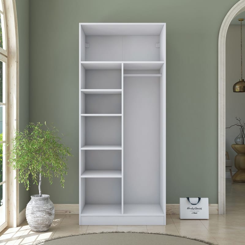 Sarnor Garderob 90x210x57,5 cm - Vit - Förvaring - Klädförvaring - Garderob & garderobssystem - Klädskåp & fristående garderob