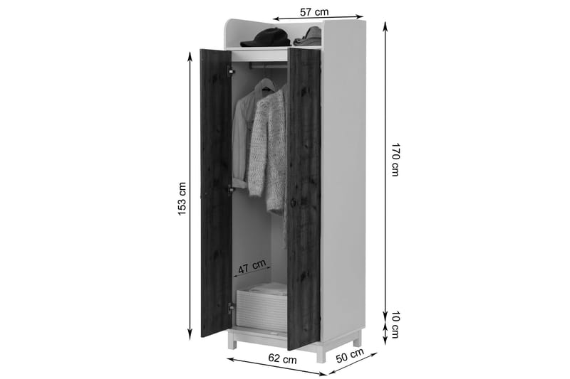 Shellake Garderob 62x60 cm - Vit/Natur - Garderob & garderobssystem - Klädskåp & fristående garderob