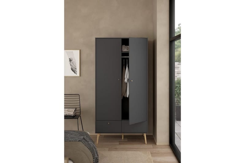 Shinta Garderobdsskåp 99x200 cm - Grå - Förvaring - Skoförvaring - Skoskåp