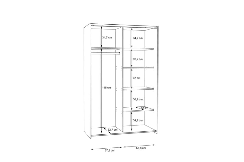 Shipts Garderob 62x120 cm - Brun/Vit - Förvaring - Klädförvaring - Garderob & garderobssystem