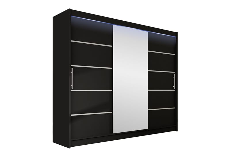 Sia Garderob med Spegel 250x215 cm - Svart - Förvaring - Klädförvaring - Garderob & garderobssystem