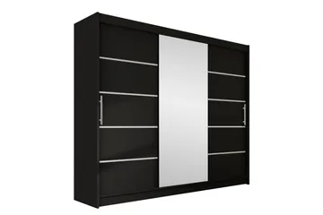 Sia Garderob med Spegel 250x215 cm - Svart - Förvaring - Klädförvaring - Garderob & garderobssystem
