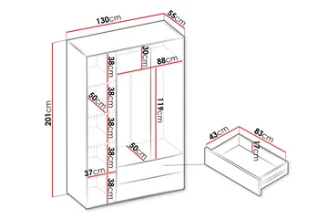 Sigmana Garderob 130x201 cm - Brun - Förvaring - Klädförvaring - Garderob & garderobssystem