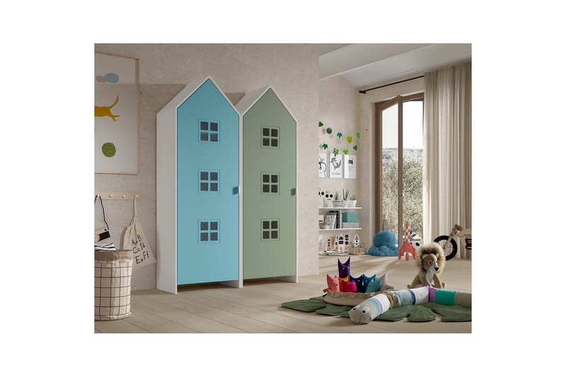 Skåp Casami Brygge 2-delad med 2 dörrar Blå/Grön - Blå/Grön - Förvaring - Klädförvaring - Garderob & garderobssystem - Klädskåp & fristående garderob