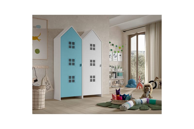 Skåp Casami Brygge 2-delad med 2 dörrar Blå/Vit - Blå/Vit - Förvaring - Klädförvaring - Garderob & garderobssystem - Klädskåp & fristående garderob