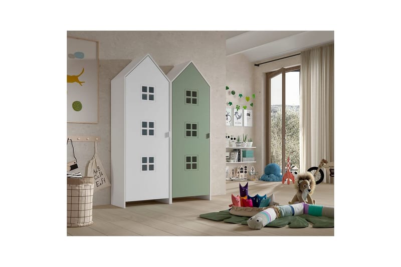 Skåp Casami Brygge 2-delad med 2 dörrar Grön/Vit - Grön/Vit - Förvaring - Klädförvaring - Garderob & garderobssystem - Klädskåp & fristående garderob