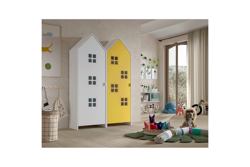 Skåp Casami Brygge 2-delad med 2 dörrar Gul/Vit - Gul/Vit - Förvaring - Klädförvaring - Garderob & garderobssystem - Klädskåp & fristående garderob