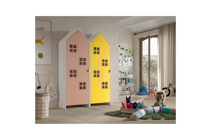 Skåp Casami Brygge 2-delad med 2 dörrar Rosa/Gul - Rosa/Gul - Förvaring - Klädförvaring - Garderob & garderobssystem - Klädskåp & fristående garderob