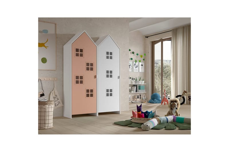 Skåp Casami Brygge 2-delad med 2 dörrar Rosa/Vit - Rosa/Vit - Förvaring - Klädförvaring - Garderob & garderobssystem - Klädskåp & fristående garderob