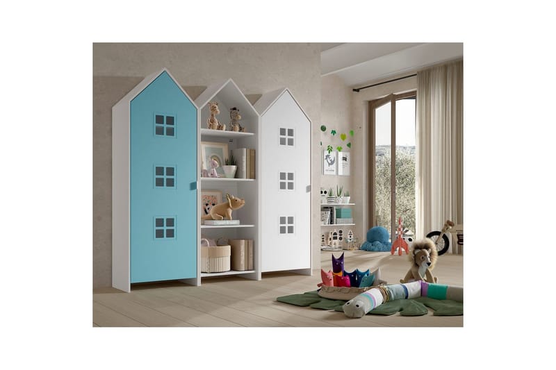 Skåp Casami Brygge 3-delad med 1 öppen enhet Blå/Vit - Blå/Vit - Förvaring - Klädförvaring - Garderob & garderobssystem - Klädskåp & fristående garderob