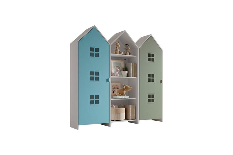 Skåp Casami Brygge 3-delad med 1 öppen enhet Grön/Blå - Grön/Blå - Förvaring - Klädförvaring - Garderob & garderobssystem - Klädskåp & fristående garderob