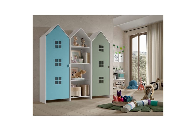 Skåp Casami Brygge 3-delad med 1 öppen enhet Grön/Blå - Grön/Blå - Förvaring - Klädförvaring - Garderob & garderobssystem - Klädskåp & fristående garderob