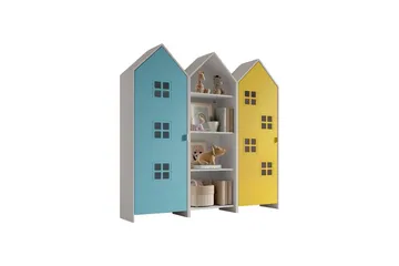 Skåp Casami Brygge 3-delad med 1 öppen enhet Gul/Blå