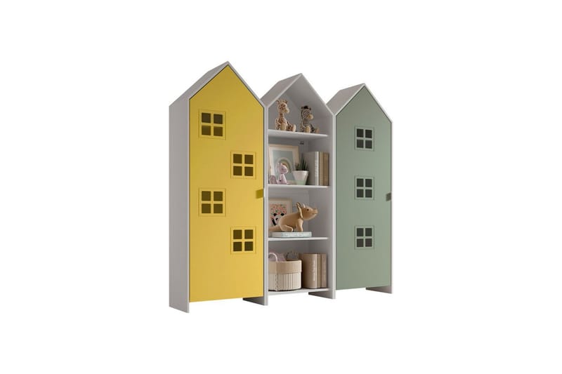 Skåp Casami Brygge 3-delad med 1 öppen enhet Gul/Grön - Gul/Grön - Förvaring - Klädförvaring - Garderob & garderobssystem - Klädskåp & fristående garderob