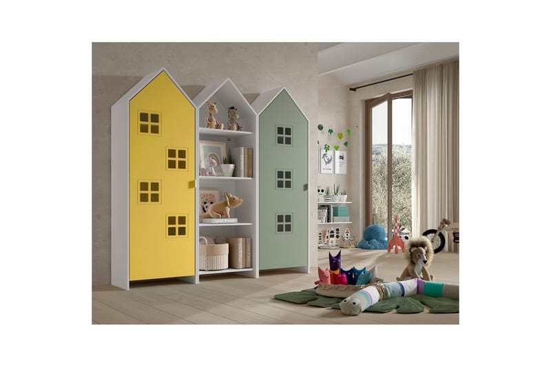 Skåp Casami Brygge 3-delad med 1 öppen enhet Gul/Grön - Gul/Grön - Förvaring - Klädförvaring - Garderob & garderobssystem - Klädskåp & fristående garderob