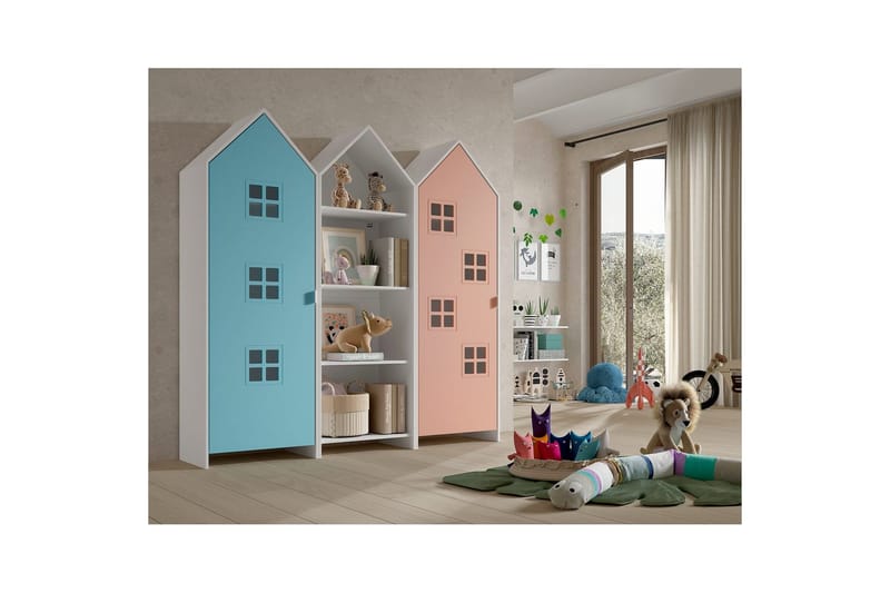 Skåp Casami Brygge 3-delad med 1 öppen enhet Rosa/Blå - Rosa/Blå - Förvaring - Klädförvaring - Garderob & garderobssystem - Klädskåp & fristående garderob