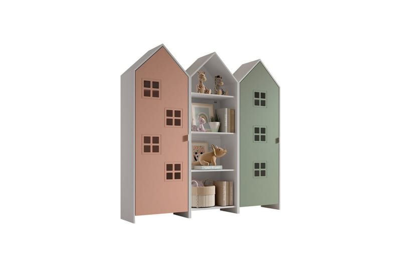 Skåp Casami Brygge 3-delad med 1 öppen enhet Rosa/Grön - Rosa/Grön - Förvaring - Klädförvaring - Garderob & garderobssystem - Klädskåp & fristående garderob