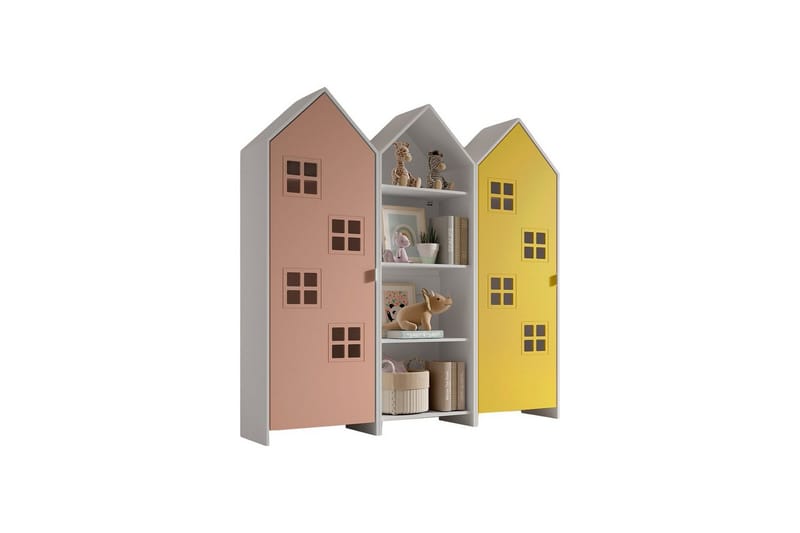 Skåp Casami Brygge 3-delad med 1 öppen enhet Rosa/Gul - Rosa/Gul - Förvaring - Klädförvaring - Garderob & garderobssystem - Klädskåp & fristående garderob