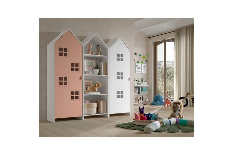 Skåp Casami Brygge 3-delad med 1 öppen enhet Rosa/Vit - Rosa/Vit - Förvaring - Klädförvaring - Garderob & garderobssystem - Klädskåp & fristående garderob