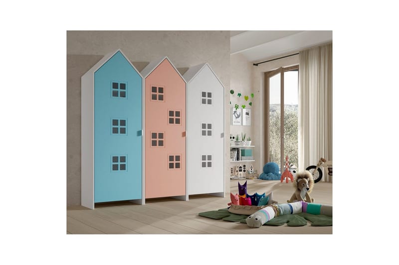 Skåp Casami Brygge 3-delad med 3 dörrar Rosa/Blå/Vit - Rosa/Blå/Vit - Förvaring - Klädförvaring - Garderob & garderobssystem - Klädskåp & fristående garderob