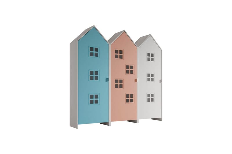 Skåp Casami Brygge 3-delad med 3 dörrar Rosa/Blå/Vit - Rosa/Blå/Vit - Förvaring - Klädförvaring - Garderob & garderobssystem - Klädskåp & fristående garderob