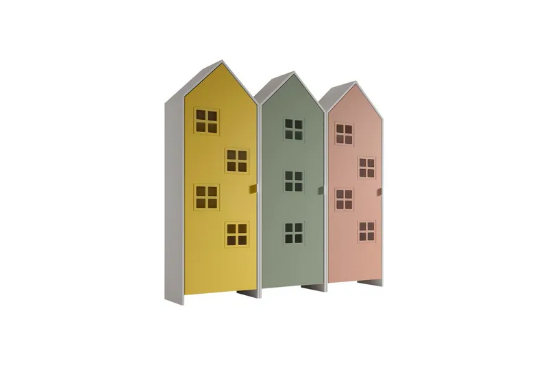 Skåp Casami Brygge 3-delad med 3 dörrar Rosa/Gul/Grön, Rosa/Gul/Grön