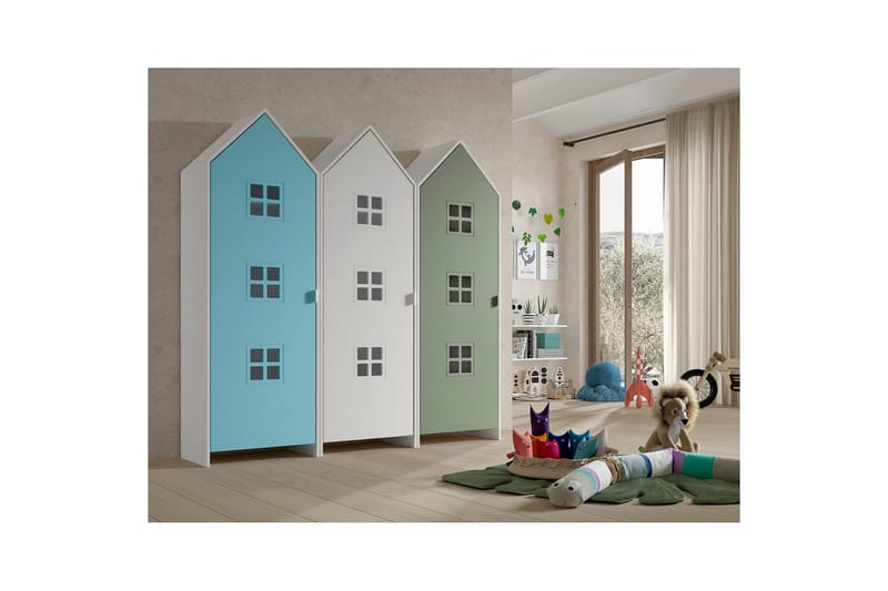 Skåp Casami Brygge 3-delad med 3 dörrar Vit/Blå/Grön - Vit/Blå/Grön - Förvaring - Klädförvaring - Garderob & garderobssystem - Klädskåp & fristående garderob