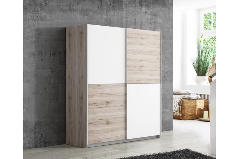 Slosser Garderob 170x191 cm - Ljusbrun - Förvaring - Klädförvaring - Garderob & garderobssystem