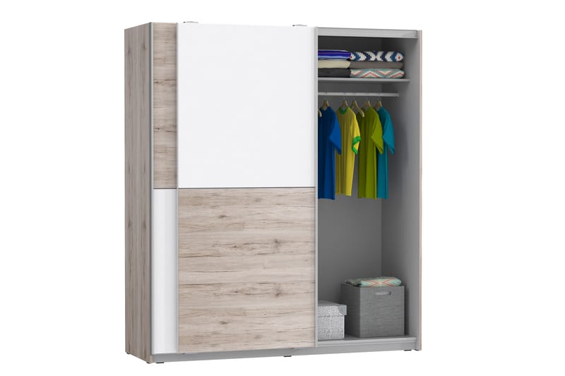 Slosser Garderob 170x191 cm - Ljusbrun - Förvaring - Klädförvaring - Garderob & garderobssystem