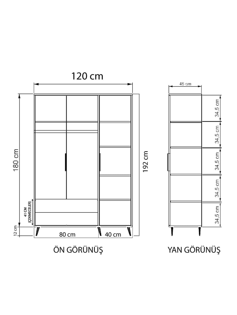 Sorav Garderob 120x192 cm - Ek / Vit - Förvaring - Klädförvaring - Garderob & garderobssystem - Klädskåp & fristående garderob