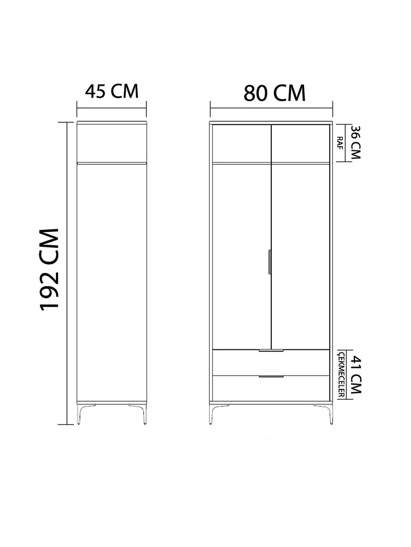 Sorav Garderob 80x192 cm - Ek / Vit - Förvaring - Klädförvaring - Garderob & garderobssystem - Klädskåp & fristående garderob