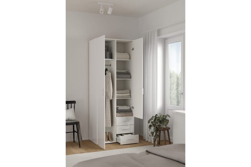 Space Garderob 78x200 cm - Vit - Förvaring - Klädförvaring - Garderob & garderobssystem