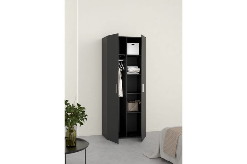 Suntia Garderob 79x201 cm - Svart - Förvaring - Klädförvaring - Garderob & garderobssystem